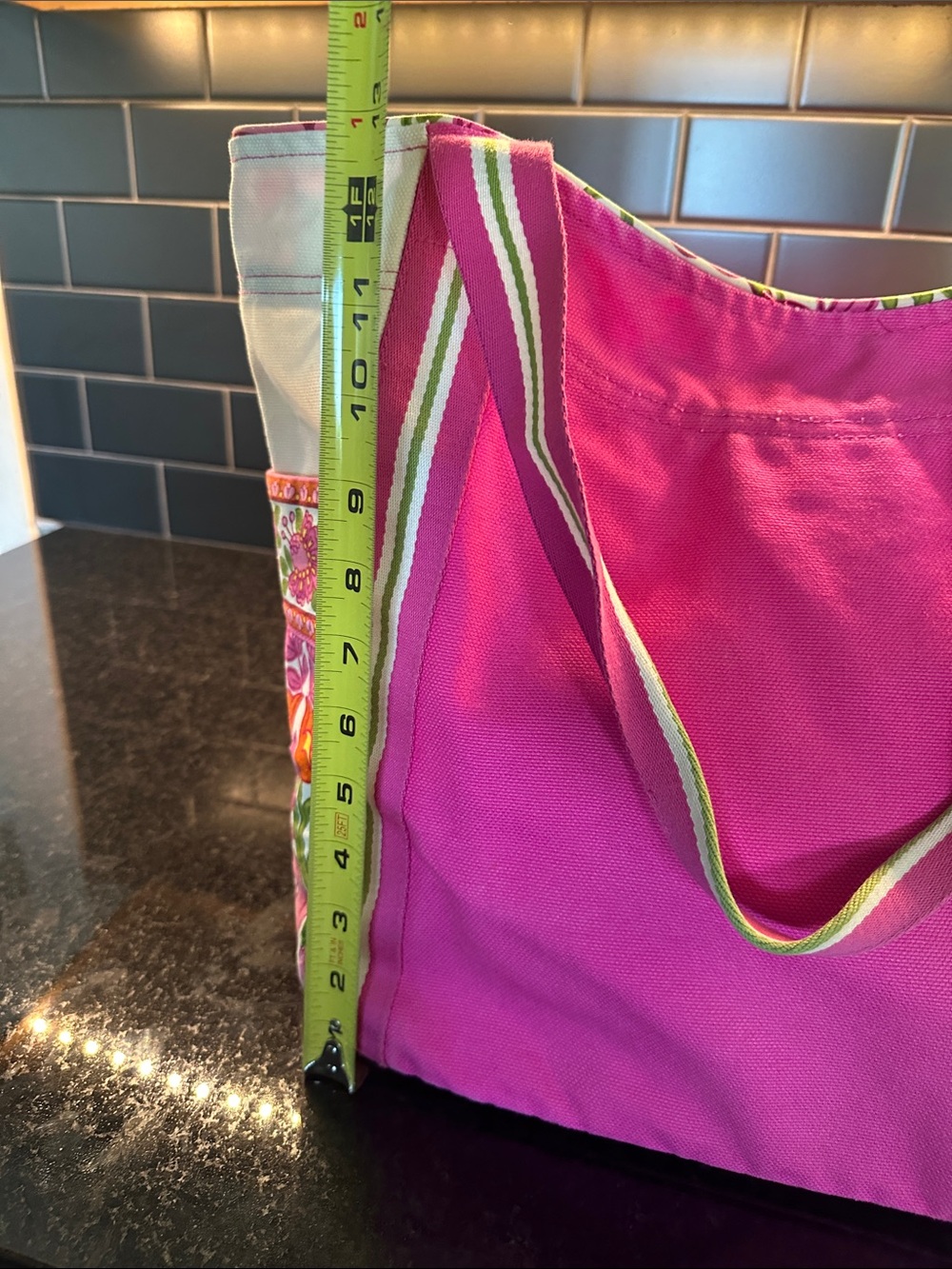 Vera Bradley Bright Pink Stripe-Trim Tote - Picture 3 of 4